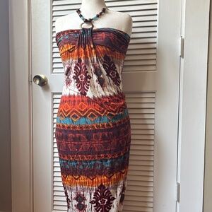 Vintage wet seal maxi dress size large strapless tribal